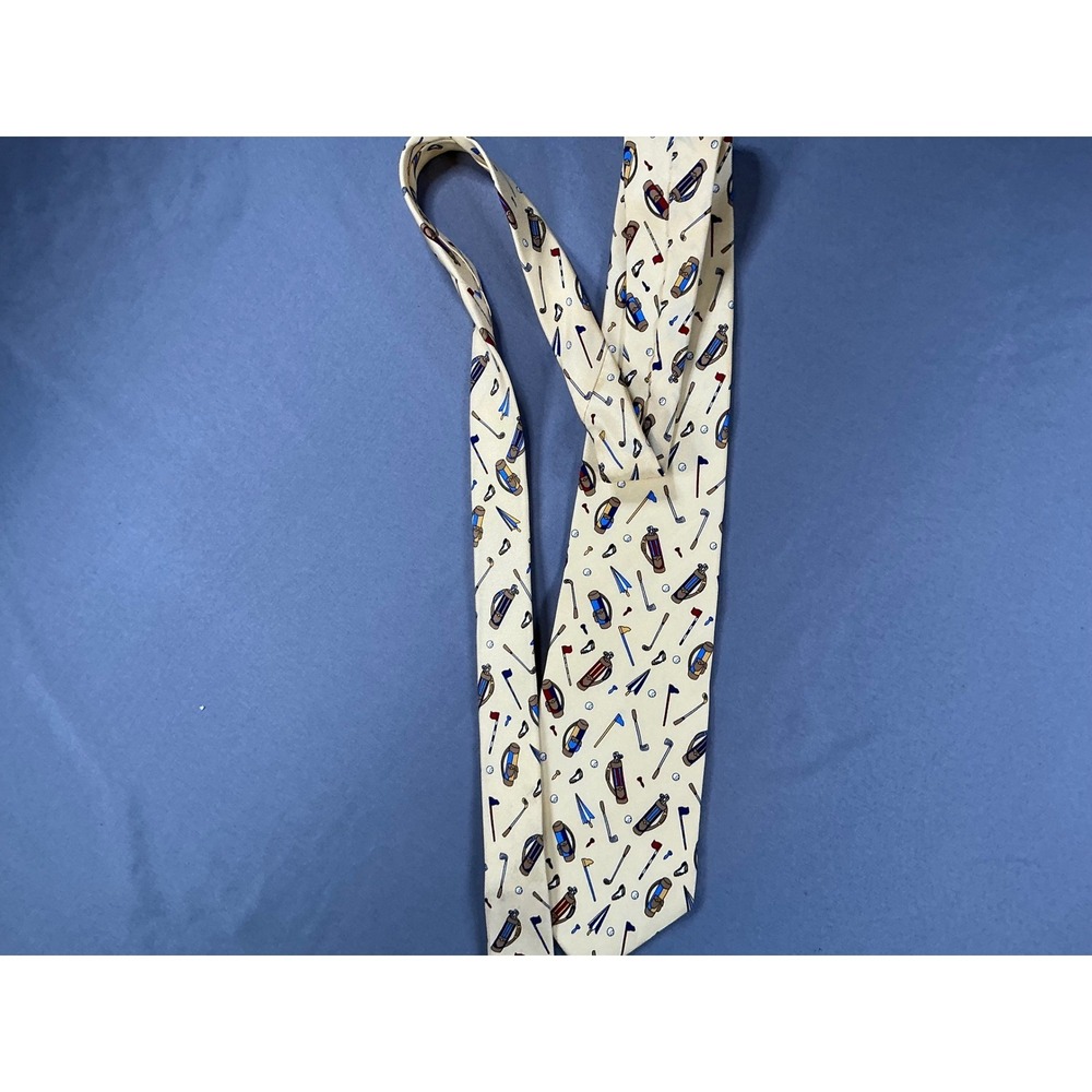 Save the Children Mens 100% Silk Tie Golf Motif C USA - Picture 3 of 6